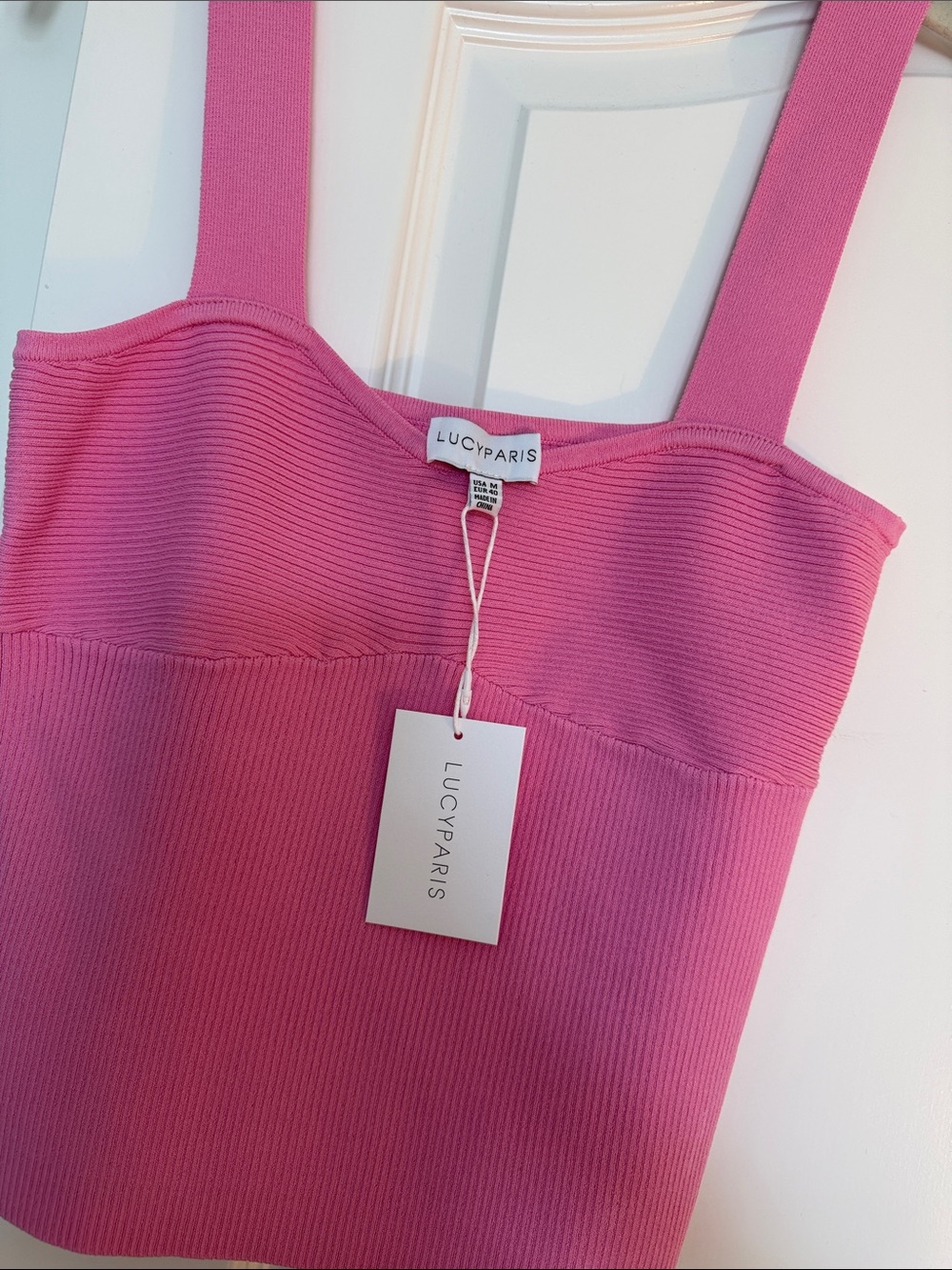 Fitted Pink Ribbed Tank Top - Picture 2 of 3